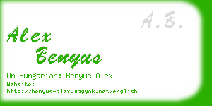 alex benyus business card